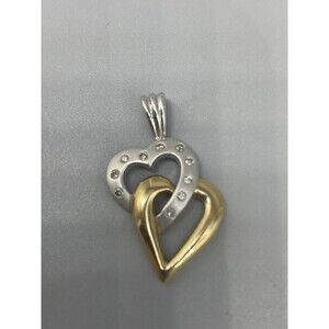 24k Yellow & White Gold Intertwined Heart Pendant 2.6g